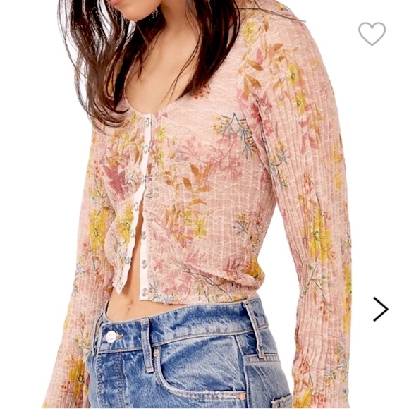 (2 for $30) Free people Flower sheer pink blouse - Picture 4 of 4
